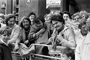Well-wishers during the visit of Queen Elizabeth II to the Precinct, Coventry Well-wishers during the visit of Queen Elizabeth II to the Precinct, Coventry