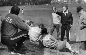 The Welsh team who are to play England were out training today at Hendon The Welsh team who are to play England were out training today at Hendon