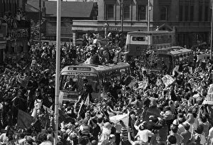 Images Dated 12th May 1980: West Ham team Parade the FA Cup through the East End streets of London on their way to