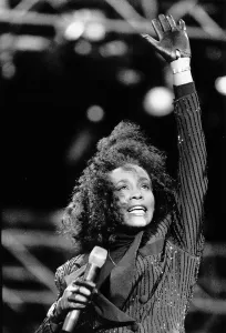 Whitney Houston US singer at the Nelson Mandela Birthday Concert at the Wembly stadium in Whitney Houston US singer at the Nelson Mandela Birthday Concert at the Wembly stadium in