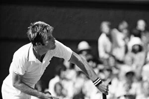 Wimbledon 1976. Roscoe Tanner playing Bjorn Borg. 1st July 1976
