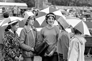 Images Dated 24th June 1980: Wimbledon 1980: 2nd day. Funny hats: School girls, left to right: Andrea Graves