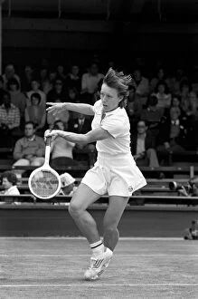 Wimbledon 1980. 7th day. Navratilova (U.S.) vs. K. Jordan (U.S.) on court one today