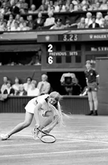 Images Dated 30th June 1980: Wimbledon 1980. 7th day. Wade vs. Jaeger on the Centre court today. June 1980 80-3384-021