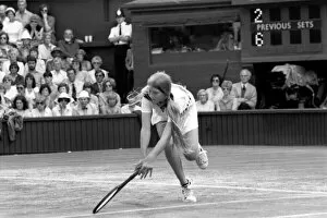 Images Dated 30th June 1980: Wimbledon 1980. 7th day. Wade vs. Jaeger on the Centre court today. June 1980 80-3384-037