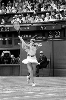 Images Dated 30th June 1980: Wimbledon 1980 7th day. Wade vs. Jaeger on the Centre court today. June 1980 80-3384-058
