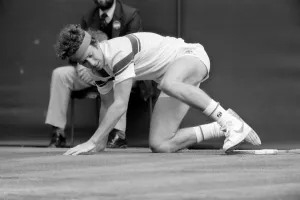 Wimbledon 6th Day: McEnroe v. Stan Smith. Centre Court - McEnroe in action today Wimbledon 6th Day: McEnroe v. Stan Smith. Centre Court - McEnroe in action today
