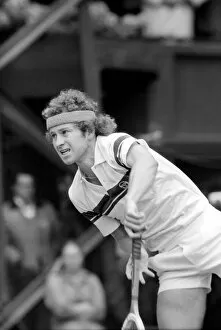 Images Dated 25th June 1981: Wimbledon 6th Day: McEnroe v. Stan Smith. Centre Court - McEnroe in action today