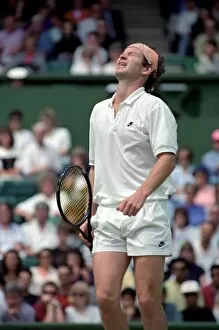 Images Dated 2nd July 1991: Wimbledon Tennis. Stefan Edberg beats John McEnroe who looks unhappy