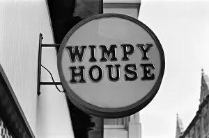 Wimpy House restaurant signs. 17th July 1973