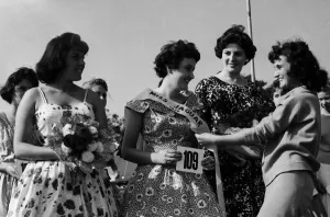 The winner of the Miss Jaguar beauty contest 1959. Circa August 1959 The winner of the Miss Jaguar beauty contest 1959. Circa August 1959