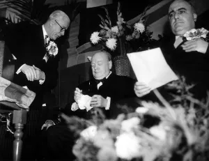 Winston Churchill October 1951 Conservative Party Conference at Liverpool Stadium Winston Churchill October 1951 Conservative Party Conference at Liverpool Stadium
