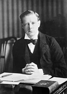 00363 Gallery: Winston Churchill pictured at his desk shortly after becoming MP for Oldham, circa 1900