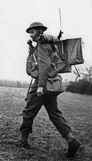 01256 Gallery: Wireless telegraph for the infantry. 12th March 1940 Infantryman with the BEF in