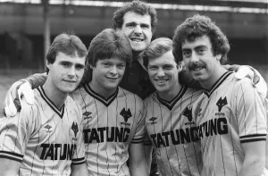 Wolverhampton Wanderers football players take part in photocall to unveil new strip & Wolverhampton Wanderers football players take part in photocall to unveil new strip &