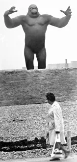 Images Dated 16th September 1972: A Woman takes a passing glance at the King Kong statue in Birmingham, September 1972