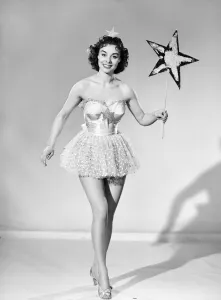 Woman wearing Christmas fairy fancy dress. 1959 Woman wearing Christmas fairy fancy dress. 1959