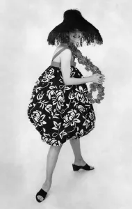 Woman wearing a summer dress. January 1959 P018026 Woman wearing a summer dress. January 1959 P018026