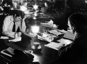 Working by Candle light and Hurricane Lamps, The Journal Newsroom Working by Candle light and Hurricane Lamps, The Journal Newsroom