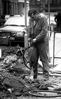 Images Dated 6th March 1989: A workman on the 6th March 1989 using a pneumatic drill
