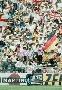 World Cup 1970 fans supporters waving flags Union Jack umbrella England West Germany World Cup 1970 fans supporters waving flags Union Jack umbrella England West Germany