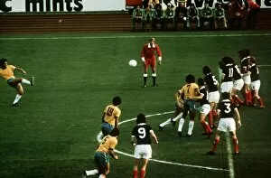Images Dated 18th June 1974: World Cup 1974 Scotland Brazil free kick