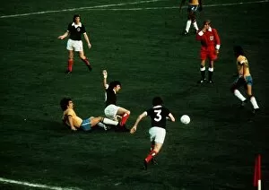 Images Dated 18th June 1974: World Cup 1974 Scotland Brazil Morgan fouled referee Van Gemert blows whistle