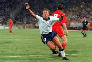 Images Dated 26th June 1990: World Cup 1990 Last 16 England 1 Belgium 0 David Platt celebrates