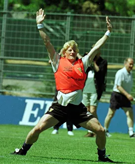 World Cup France June 1998 Scotland football training Colin Hendry stands with legs apart World Cup France June 1998 Scotland football training Colin Hendry stands with legs apart