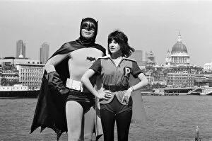 Images Dated 14th May 1976: The world famous 'Batman'alias Adam West on his flying visit to London appears