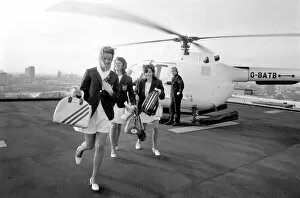 World Ten Pin Bowling Champs. Womens team arrive by helicopter. January 1975 75-00256-002