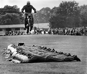 World Record Motor Cycle Body Jump By Royal Artillery. Sergeant Major, Gled Hill, Bem World Record Motor Cycle Body Jump By Royal Artillery. Sergeant Major, Gled Hill, Bem
