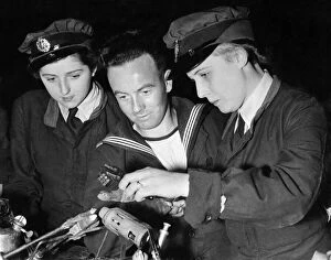 World War II Women. W.A.A.F.s learning to be electricians