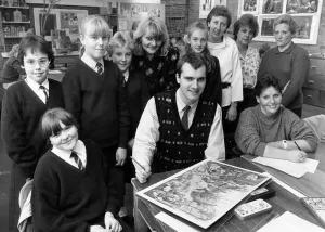 Knowsley Gallery: Writer and Illustrator Joseph Sharples instructs mums as well as first year pupils when