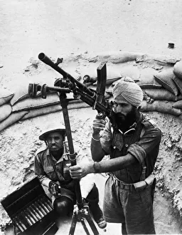 WW2 Indian soldier, in the Western Desert, on anti-aircraft duty with a bren gun WW2 Indian soldier, in the Western Desert, on anti-aircraft duty with a bren gun