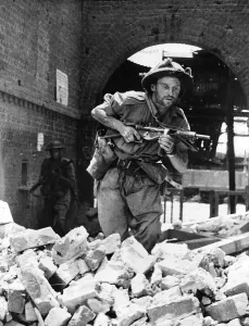 WW2 May 1945 British troops in Yamethin scour the ruins of the railway station WW2 May 1945 British troops in Yamethin scour the ruins of the railway station