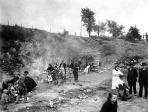 WW2 - Refugees from Caen living in the quarries WW2 - Refugees from Caen living in the quarries