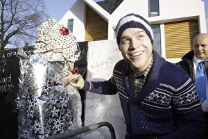 X factor contestant Olly Murs greets a fan outside the finalists house X factor contestant Olly Murs greets a fan outside the finalists house