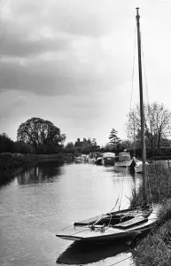 Yachts on the river in Cambridgeshire. Circa 1982 Yachts on the river in Cambridgeshire. Circa 1982