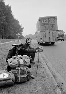 Images Dated 25th August 1970: Every hundred yards or so down the A3 motorists find themselves being thumbed for a lift