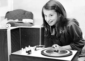 A young girl with a state of the art record player in October 1973 16/10/73 A young girl with a state of the art record player in October 1973 16/10/73