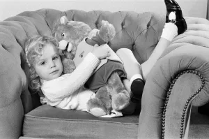 Images Dated 21st October 1986: A young girl with a Teddy Ruxpin toy. 21st October 1986