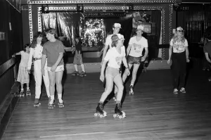 Images Dated 12th August 1981: Young holidaymakers at the roller disco at the James Corrigan seafront amusement arcade