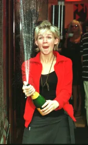 Zoe Ball DJ presenter celebrates her first solo 1998 Radio 1 Breakfast Show Zoe Ball DJ presenter celebrates her first solo 1998 Radio 1 Breakfast Show