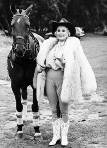 Boots And Shoes Gallery: Zsa ZSa Gabor Actress pictured at Guards Polo Club. She plays the game in Florida