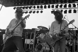 ZZ Top performing at Monsters of Rock festival. Castle Donington. 20th August 1983 ZZ Top performing at Monsters of Rock festival. Castle Donington. 20th August 1983