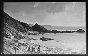 Children on East Looe Beach looking towards Rame Children on East Looe Beach looking towards Rame
