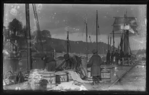 East Looe Fish Market Quay with pilchard barrells East Looe Fish Market Quay with pilchard barrells