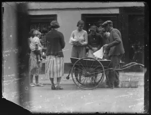 Fore St, East Looe with Fred Bettison fish seller Fore St, East Looe with Fred Bettison fish seller