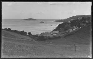 Looe Island & The Bay with steamboat, from Bay View Road Looe Island & The Bay with steamboat, from Bay View Road